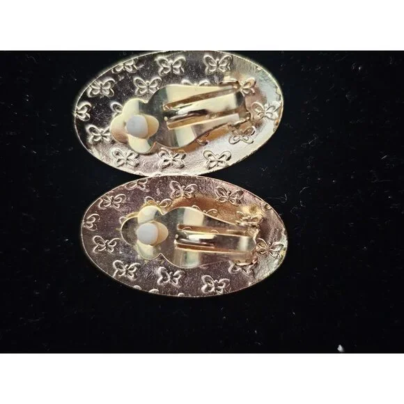 Vintage Tulip Enamel Earrings Clasp 80s‎ - Picture 2 of 4